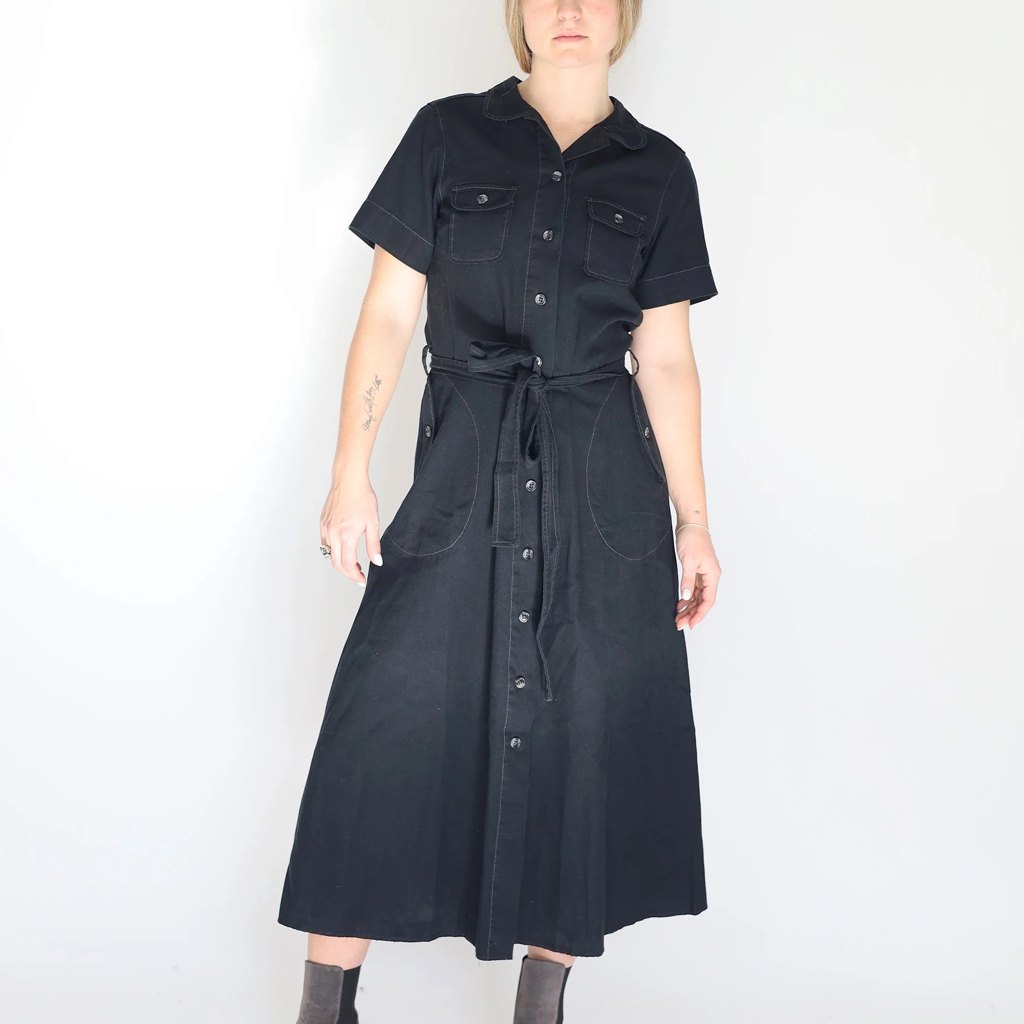 Round Collar Shirt Dress