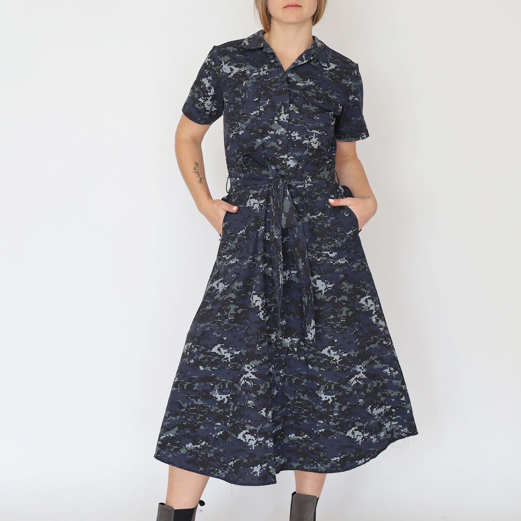 Round Collar Shirt Dress