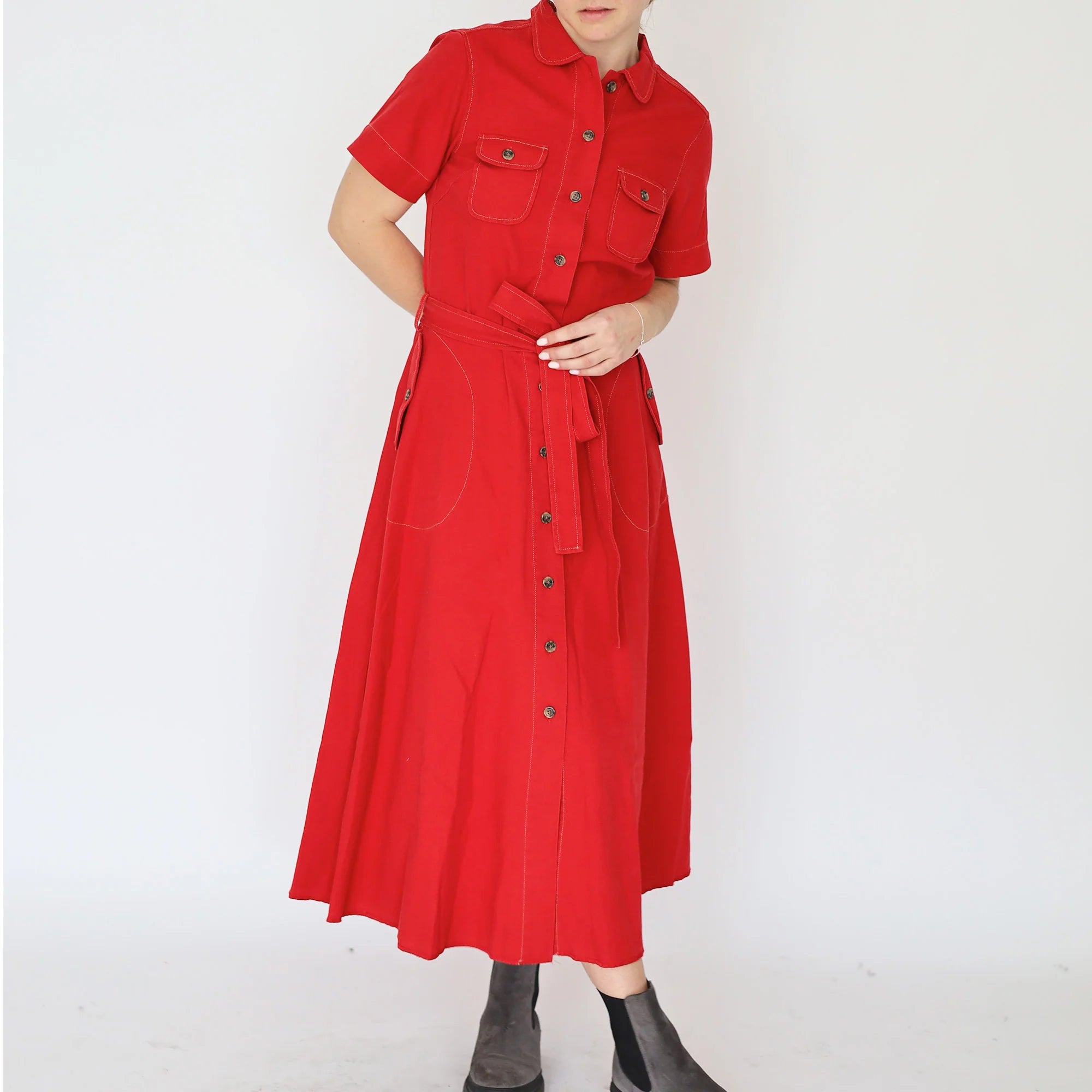 Round Collar Shirt Dress